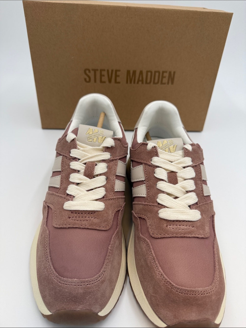 Steve Madden Women's Suede Sneakers - Dusty Rose & Cream
